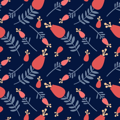 Vector seamless pattern with floral pattern. Boho colors, pastel colors. For printing on fabrics and clothes. For wall design. Poster for the interior, postcard, congratulation. in hand drawn style