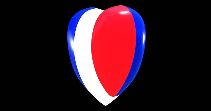 Flag of New Caledonia on turning Heart 3D Loop Animation with Alpha Channel 4K UHD 60FPS