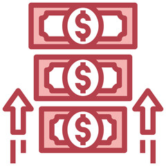 GROWTH red line icon,linear,outline,graphic,illustration