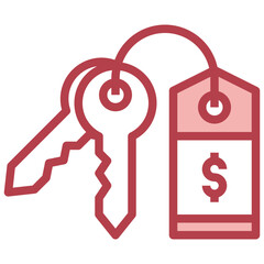 KEY red line icon,linear,outline,graphic,illustration