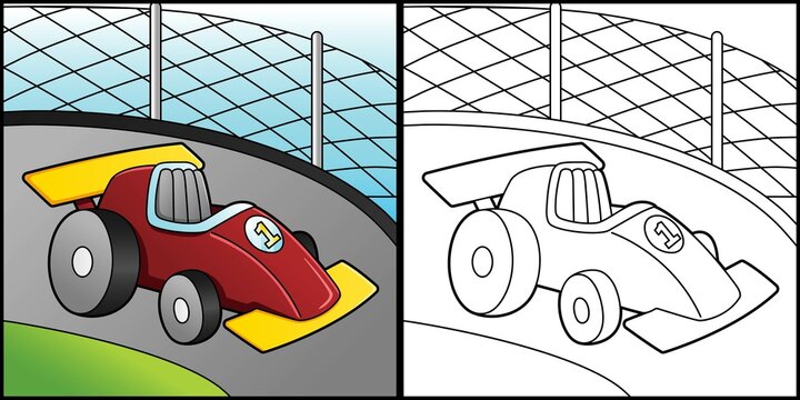 Race Car Coloring Page Vehicle Illustration