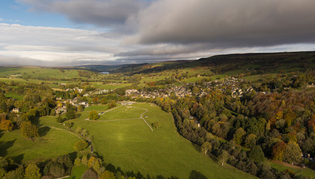 aerial view of Pateley Bridge in the Yorkshire Dales