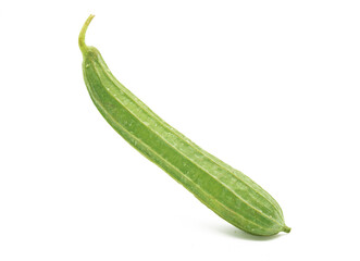 single Angled luffa or Ridge gourd (Ribbed Gourd) isolated on white background.