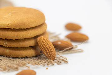 biscuit or cookies over on white background,