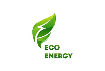 Eco energy logo template design,bolt ,power green natural energy vector