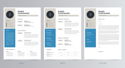 Fototapeta na wymiar Clean and Modern Resume/CV and Cover Letter Template