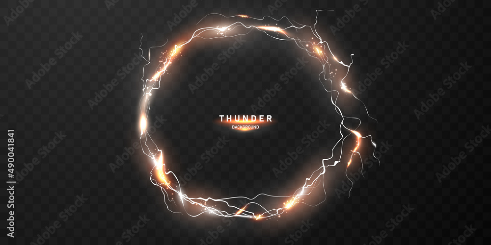 Wall mural lightning light effect background realistic flash with lightning electric explosion vector illustrat