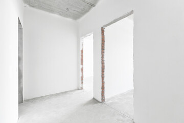 interior of the apartment without decoration in white colors