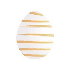 Egg for Easter gold striped. White eggs with a grunge gold pattern for an invitation card or postcard or banner.