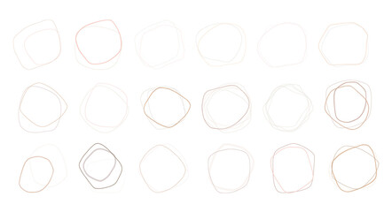 Set of irregular organic shapeles linear elements. Topografy uneven circles and ellipses.