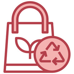 RECYCLE BAG red line icon,linear,outline,graphic,illustration