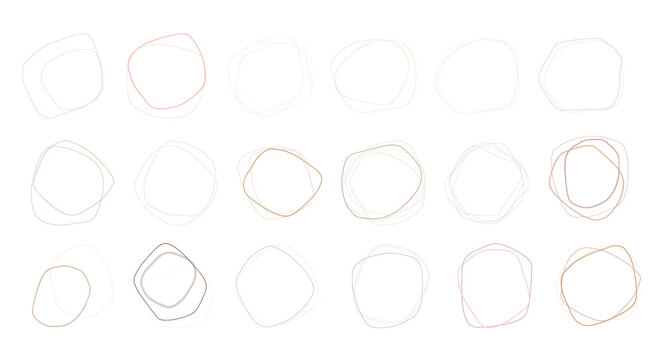 Set of irregular organic shapeles linear elements. Topografy uneven circles and ellipses.