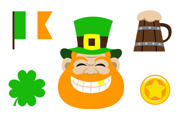 St. Patrick's Day. a leprechaun in a green hat. the Irish symbol. vector logo. vector illustration
