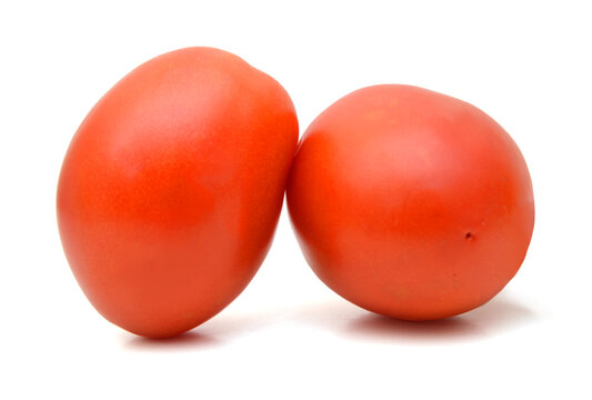 Plum Tomatoes On White Background