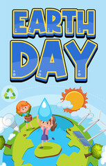Obraz na płótnie Canvas Earth day poster design in cartoon style