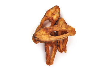 Fried fish steaks, isolated on white background.