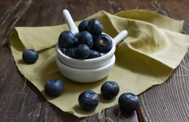 Blueberries on Wooden Table