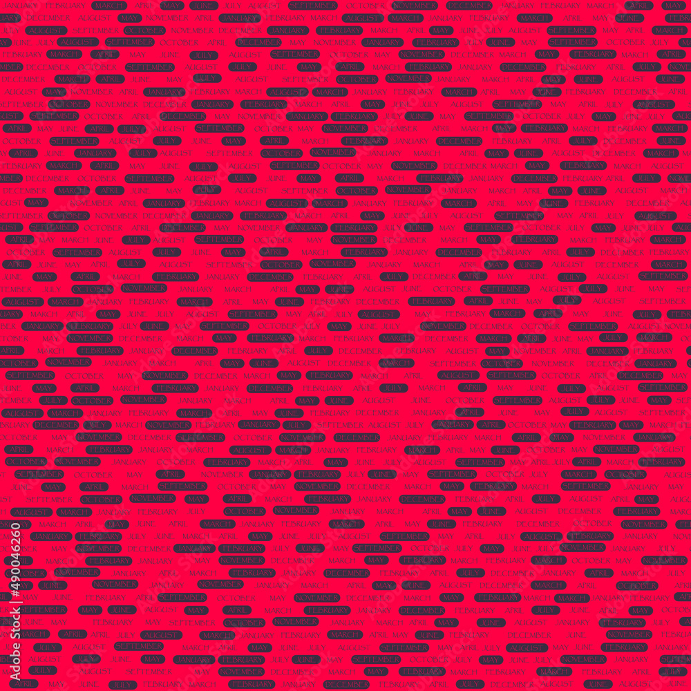 Fototapete vector seamless fabric or cover pattern created with month names in calendar year