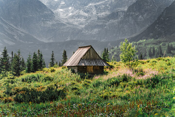Tatra National Park in Poland - Dolina Gąsienicowa in Tatra Mountains - Idyllic old hut