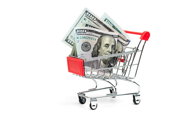 shopping cart with money