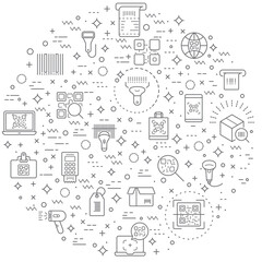 Simple Set of QR code and scan Related Vector Line Illustration. Contains such Icons as bar code, label, qr, tag, scanner, pay, digital and Other Elements. 