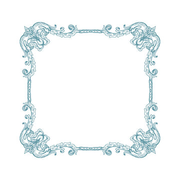 Vector square decorative frame in Baroque Victorian vintage retro style