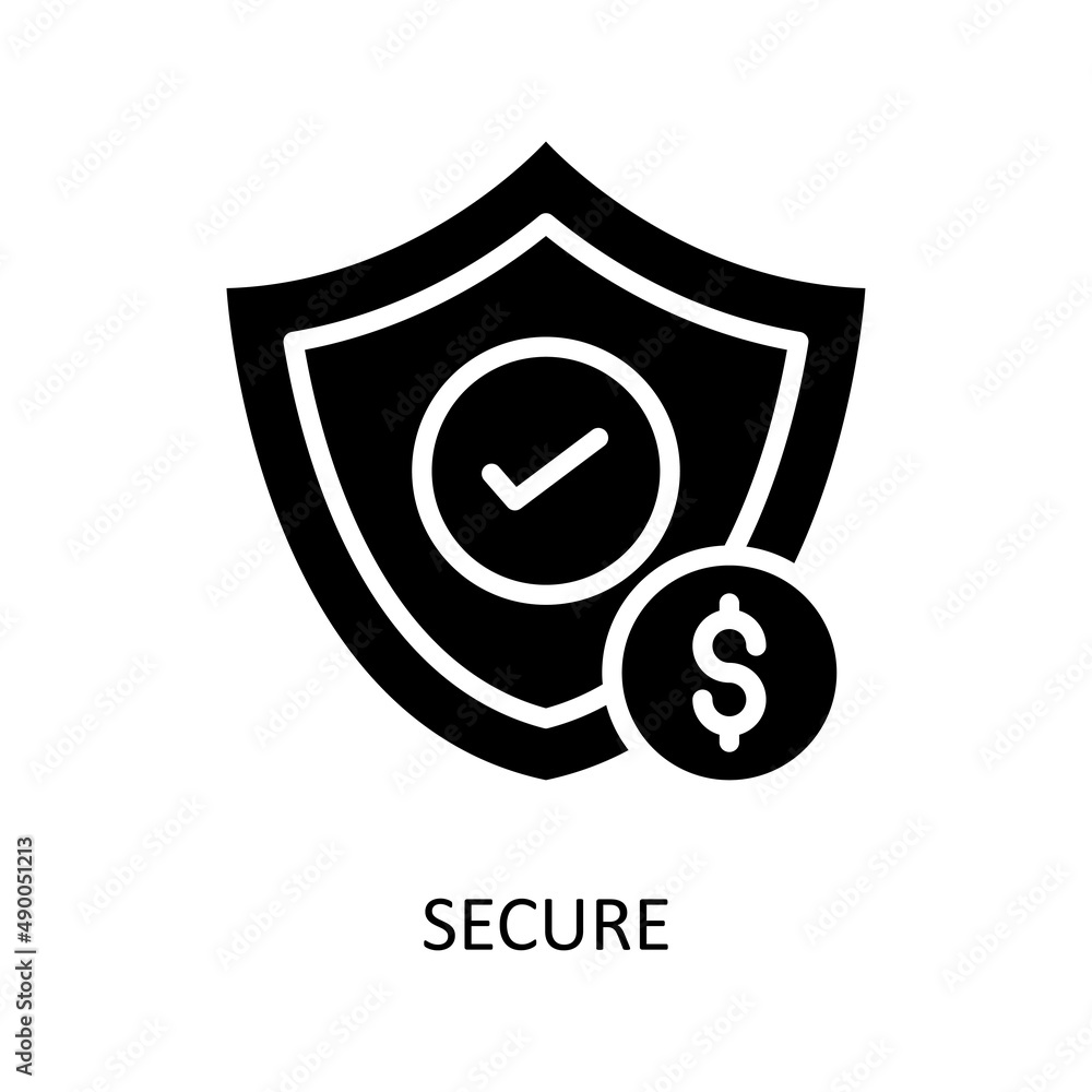 Poster secure vector solid icon design illustration. fintech symbol on white background eps 10 file