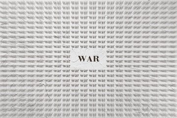 The word war is written in the background. War black text on a white background. visual effect. 3d illustration