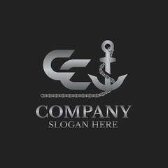 CC letter logo with ship anchor, this logo is suitable for all types of businesses related to ports, shipping, cruise ships or related companies.