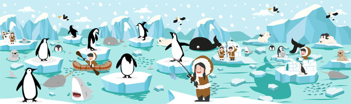 North pole Arctic Cartoon  landscape vector