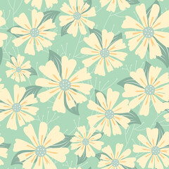 vector seamless pattern of yellow flowers