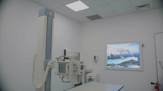 Medical facility X-ray machine. Empty radiology room