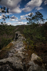 Great views to the amazing and deep valleys of the river Elbe. Such a nice and calm place with sky full of fluffy clouds and endless view in the north of Czech Republic.