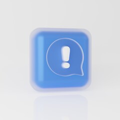 Attention icon in glassmorphism style 3d render