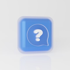 Question icon in glassmorphism style 3d render