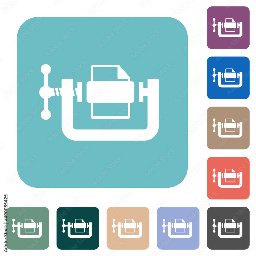 Poster file compression solid rounded square flat icons