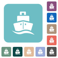 Cruise ship front view solid rounded square flat icons
