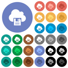 Cloud storage round flat multi colored icons