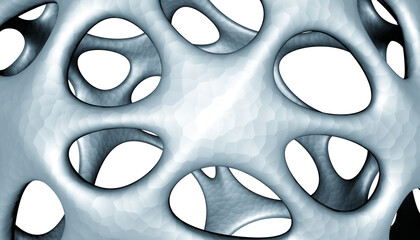 abstrakte, moderne geometrische Formen in verschiedenen Farben vor wei&szlig;em Hintergrund