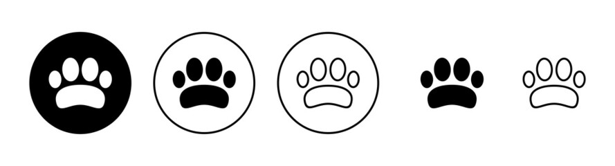 Obraz premium Paw icons set. paw print sign and symbol. dog or cat paw