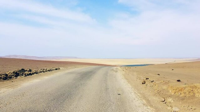 Aerial view of the road that leads to the coast of Paracas