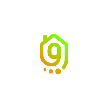 و Arabic Letter with Home House Shape, Real Estate Networking Logo Design Vector