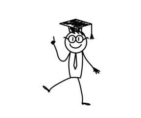 Smart man on a white background. Sketch. Vector illustration.