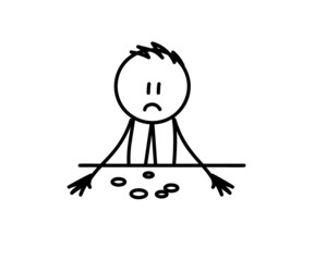 The man who became a beggar. Sketch. Vector illustration.