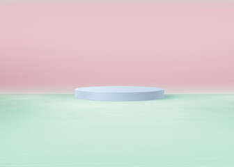 Empty studio background with a podium in the center 