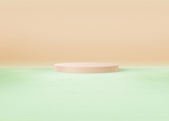 Empty studio background with a podium in the center 