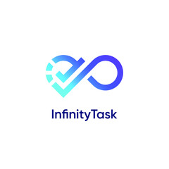 Infinity Unlimited Symbol with Task Checkmark Logo Design Vector
