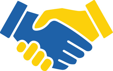 Ukraine flag in handshake shape. Ukrainian national symbol design