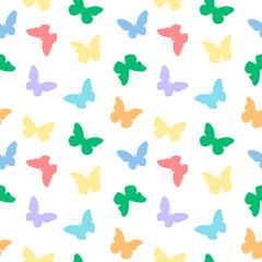 Fototapeta premium Seamless pattern rainbow colored butterflies vector illustration