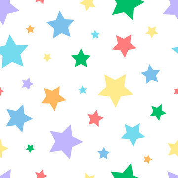 Seamless pattern rainbow colored stars vector illustration
